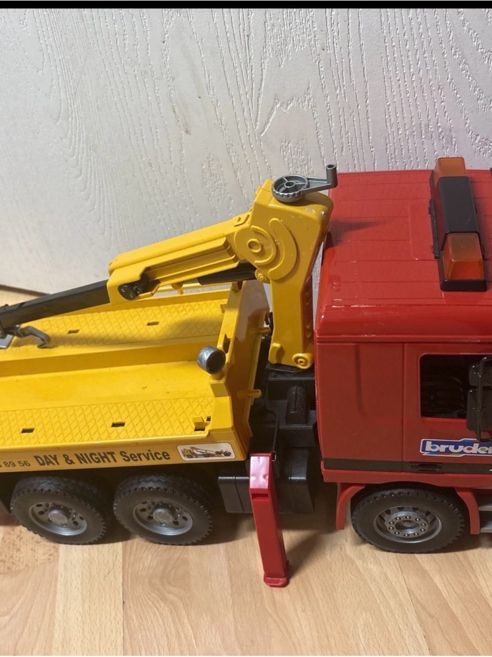 Bruder Red and Yellow Tow Crane Truck for Kids